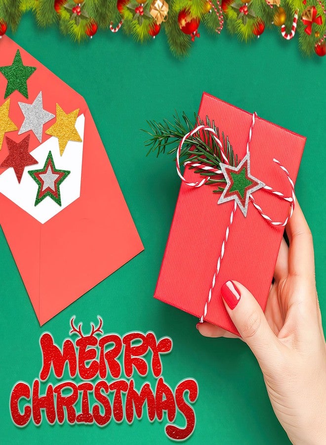 JULBEAR Star Foam Sticker, 300Pcs Christmas Glitter Star Shapes Foam Stickers for Kids Holiday Xmas Party Favors Toddler DIY Crafts Supplies Home Decorations(Red Green Gold Silver) - Image 5